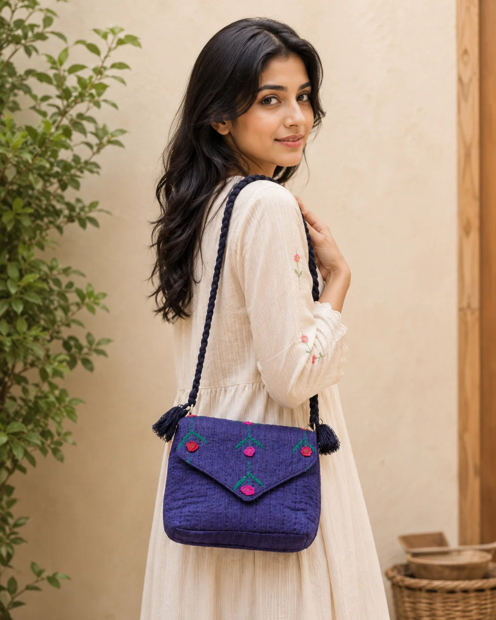 Hand Stitch Crossbody Bag – Blossom of Hope