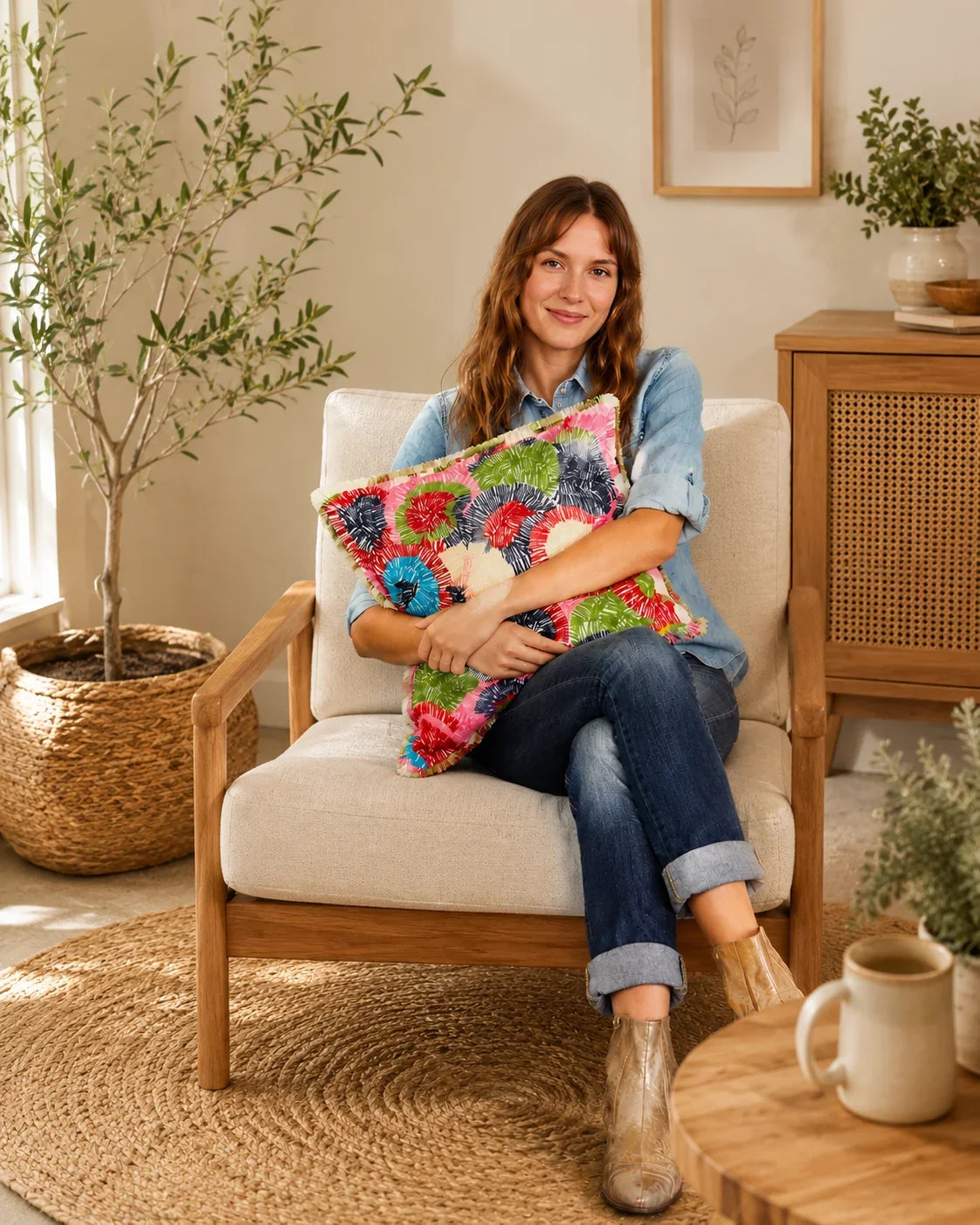 Handstitch Cushion - Garden Bloom