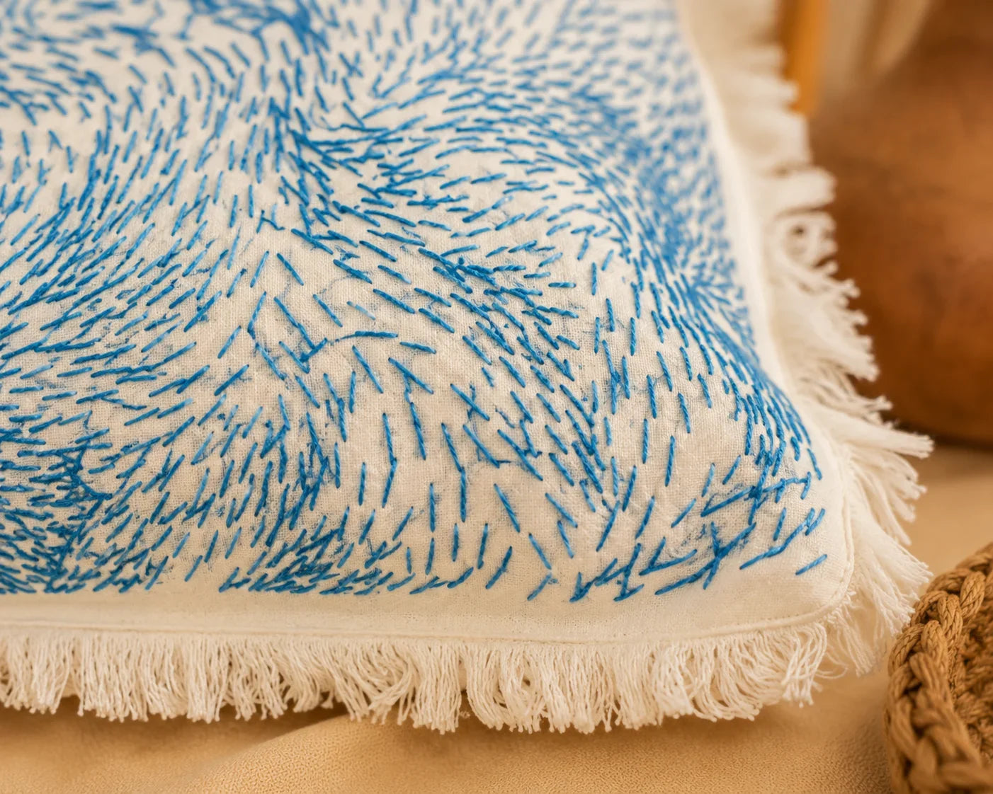 Handstitch Cushion - Ocean Waves