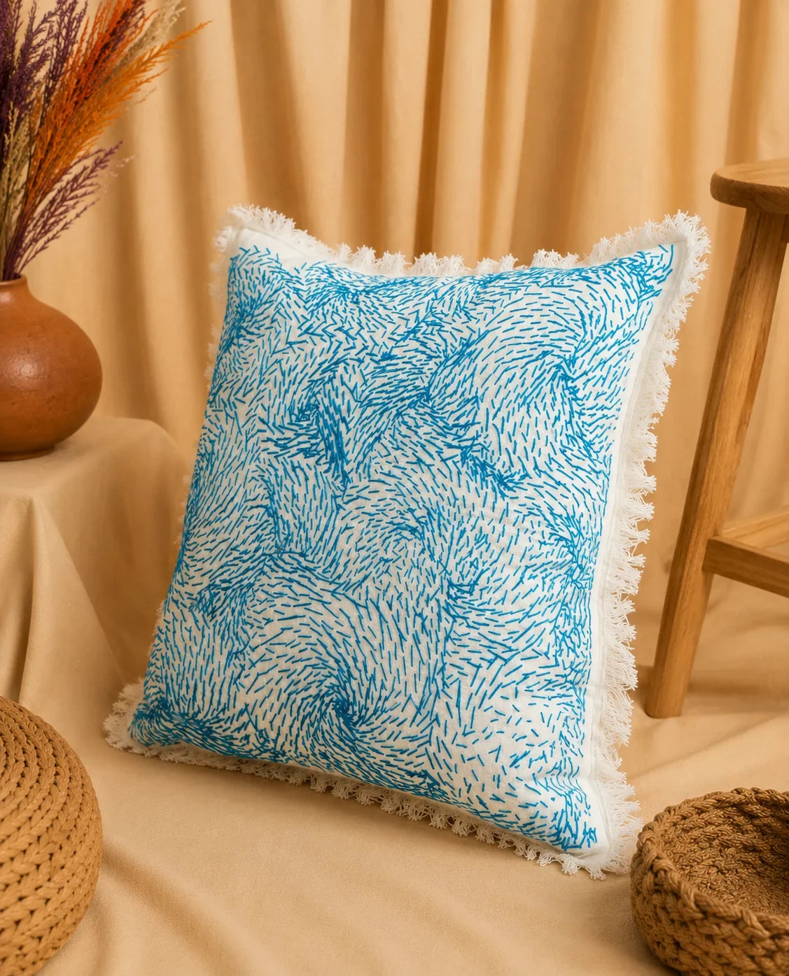 Handstitch Cushion - Ocean Waves