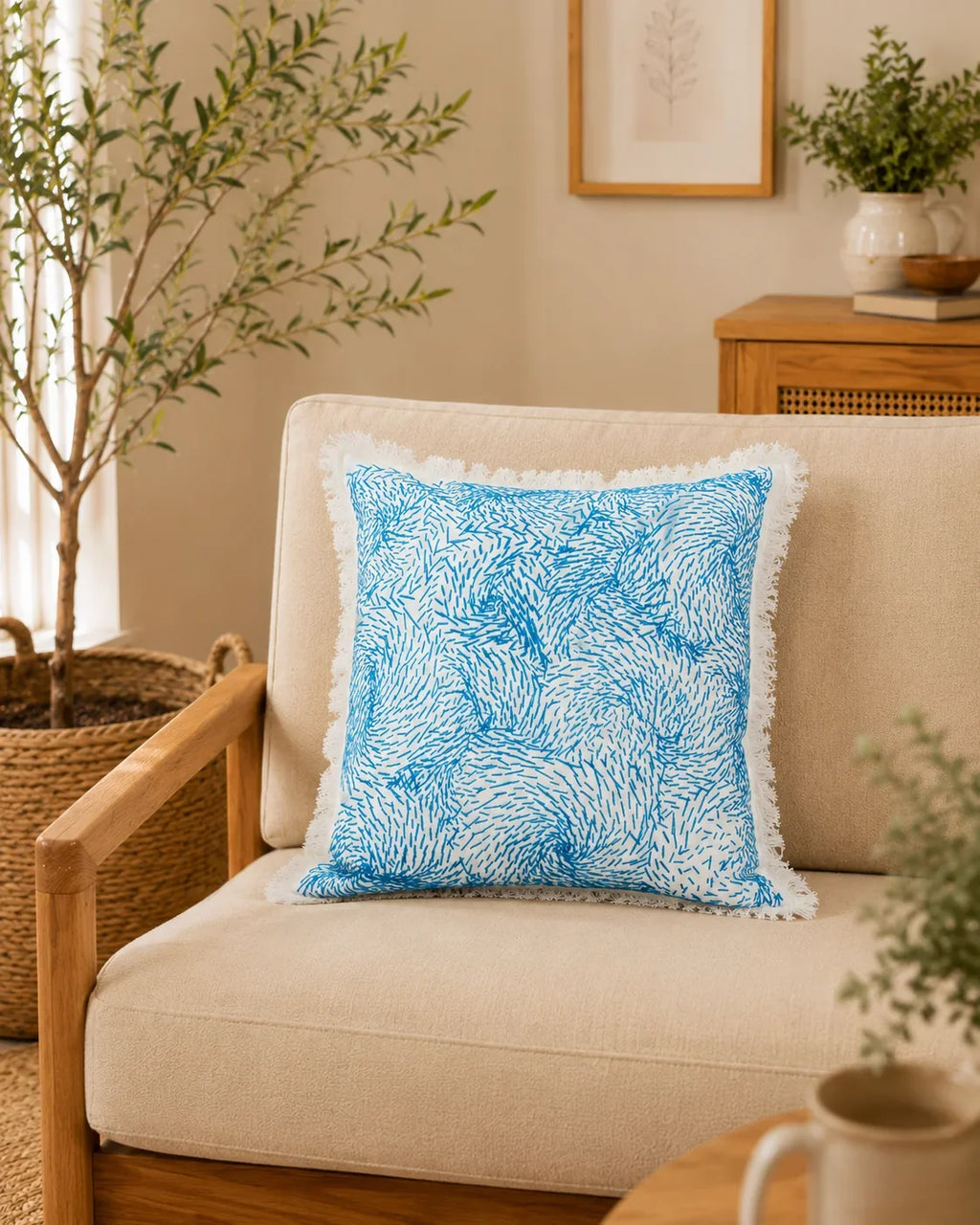 Handstitch Cushion - Ocean Waves