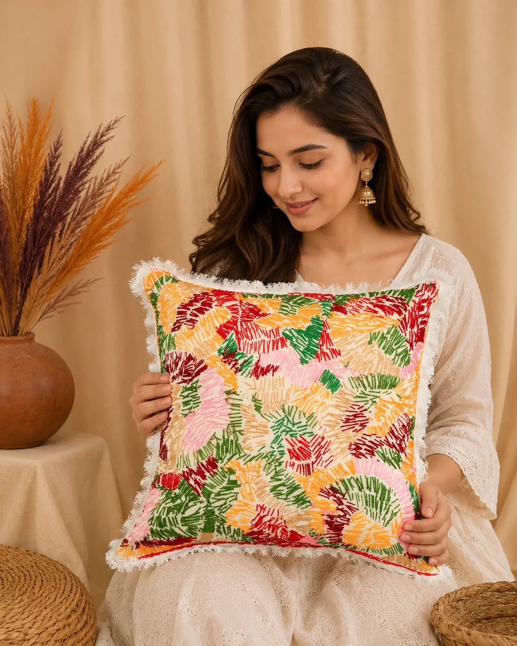 Handstitch Cushion - Tropical Joy