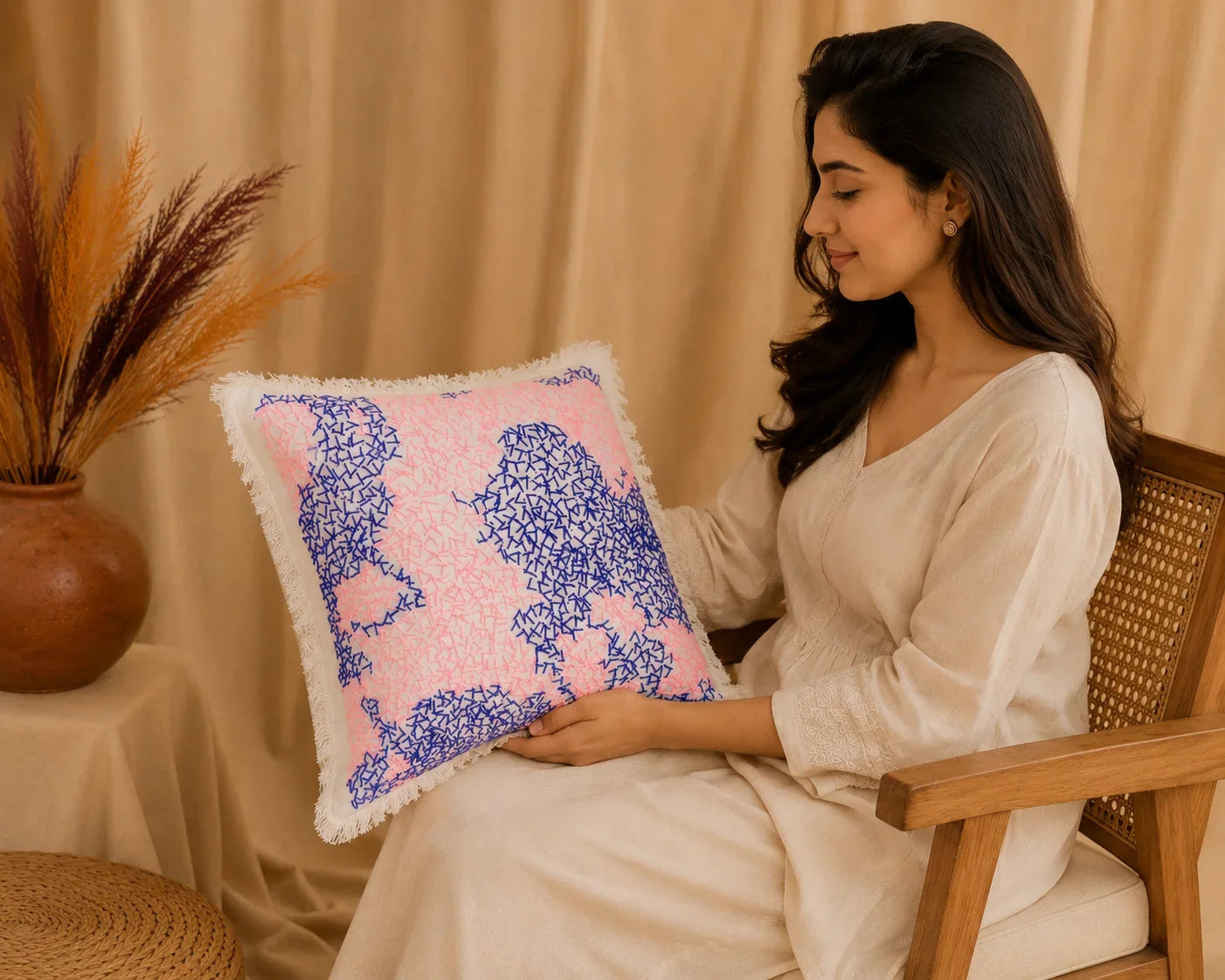 Handstitch Cushion - Lavender Dreams