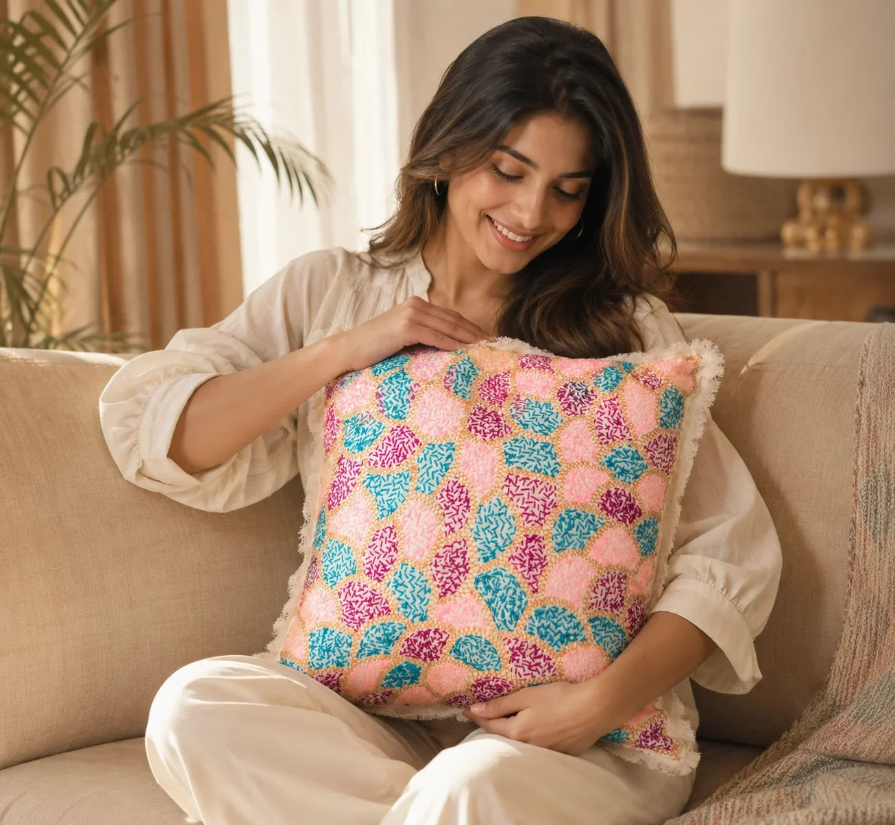 Handstitch Cushion - Keya Design