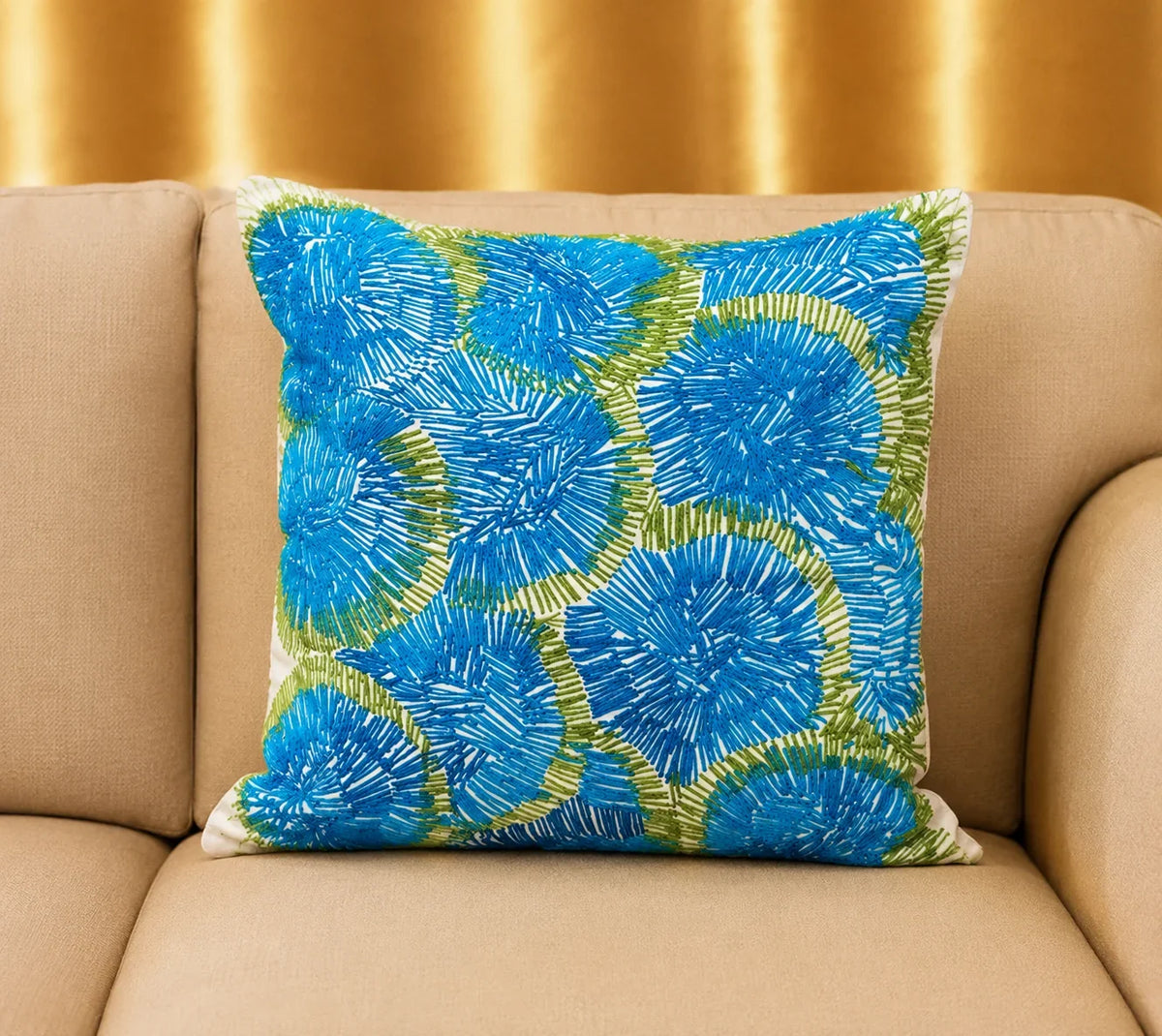 Handstitch Cushion - Ocean Bloom