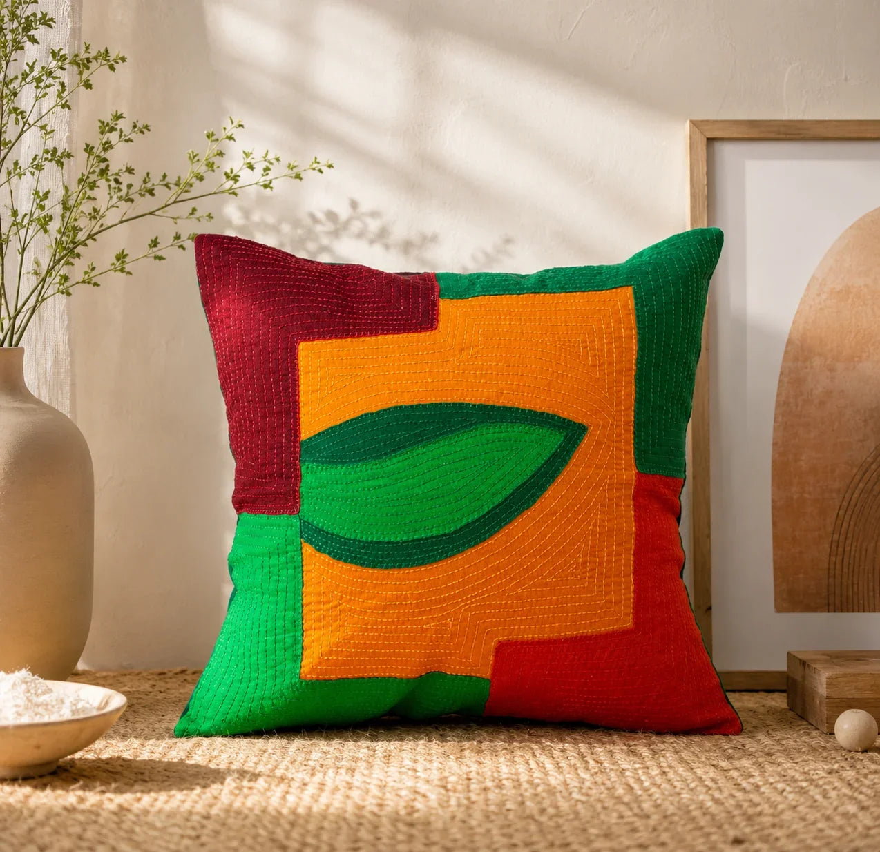 Handstitch Cushion - Harmony Leaf