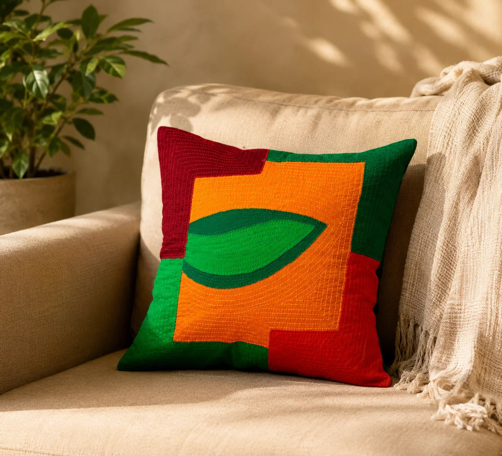 Handstitch Cushion - Harmony Leaf