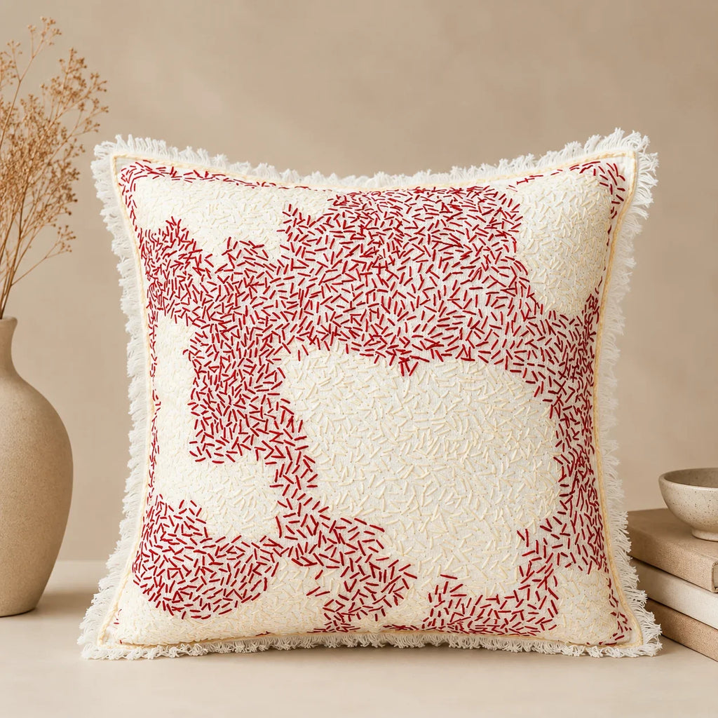 Handstitch Cushion - Crimson Journey