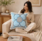 Handstitch Cushion - Blue Blossom