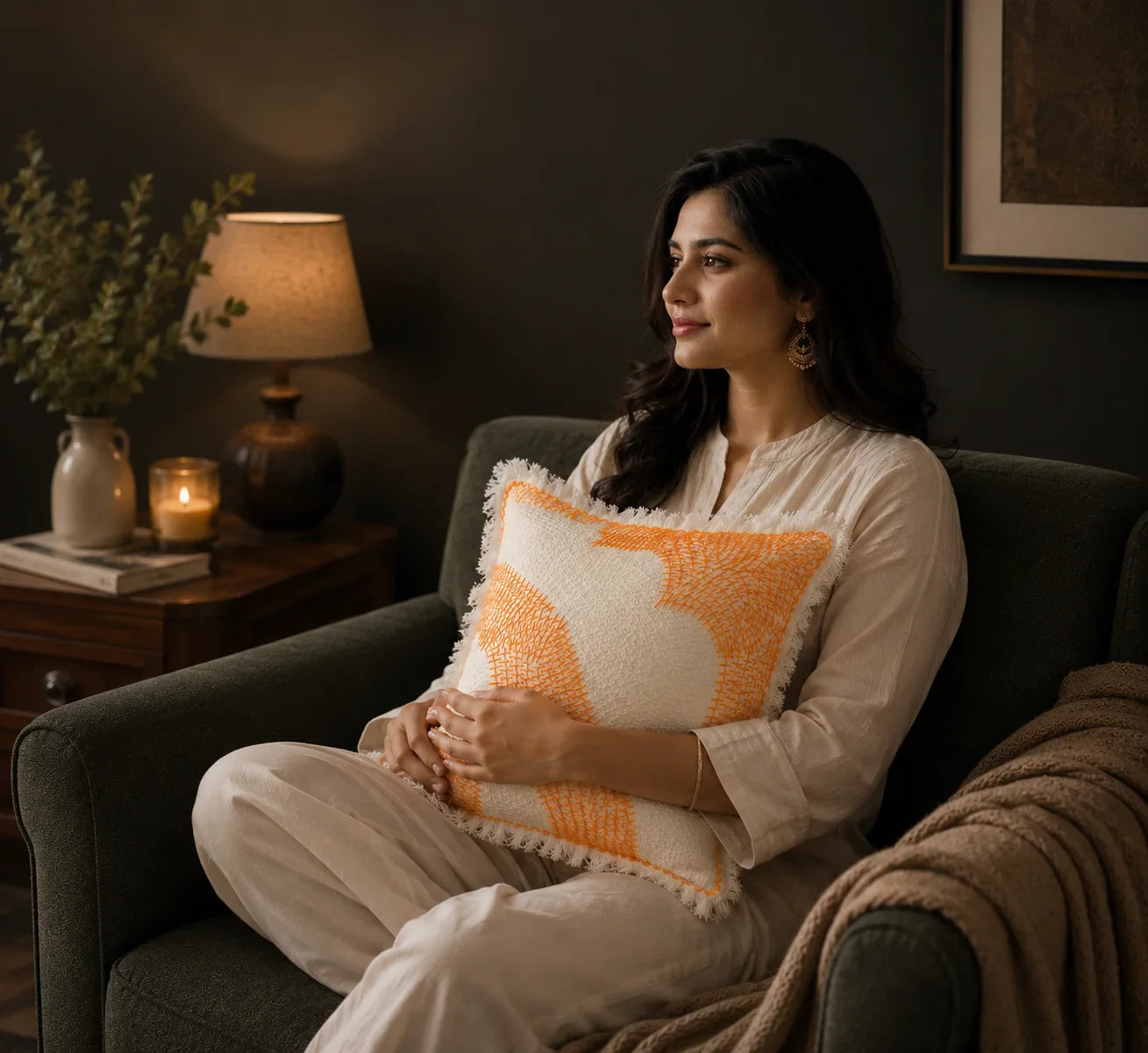 Handstitch Cushion - Golden Path
