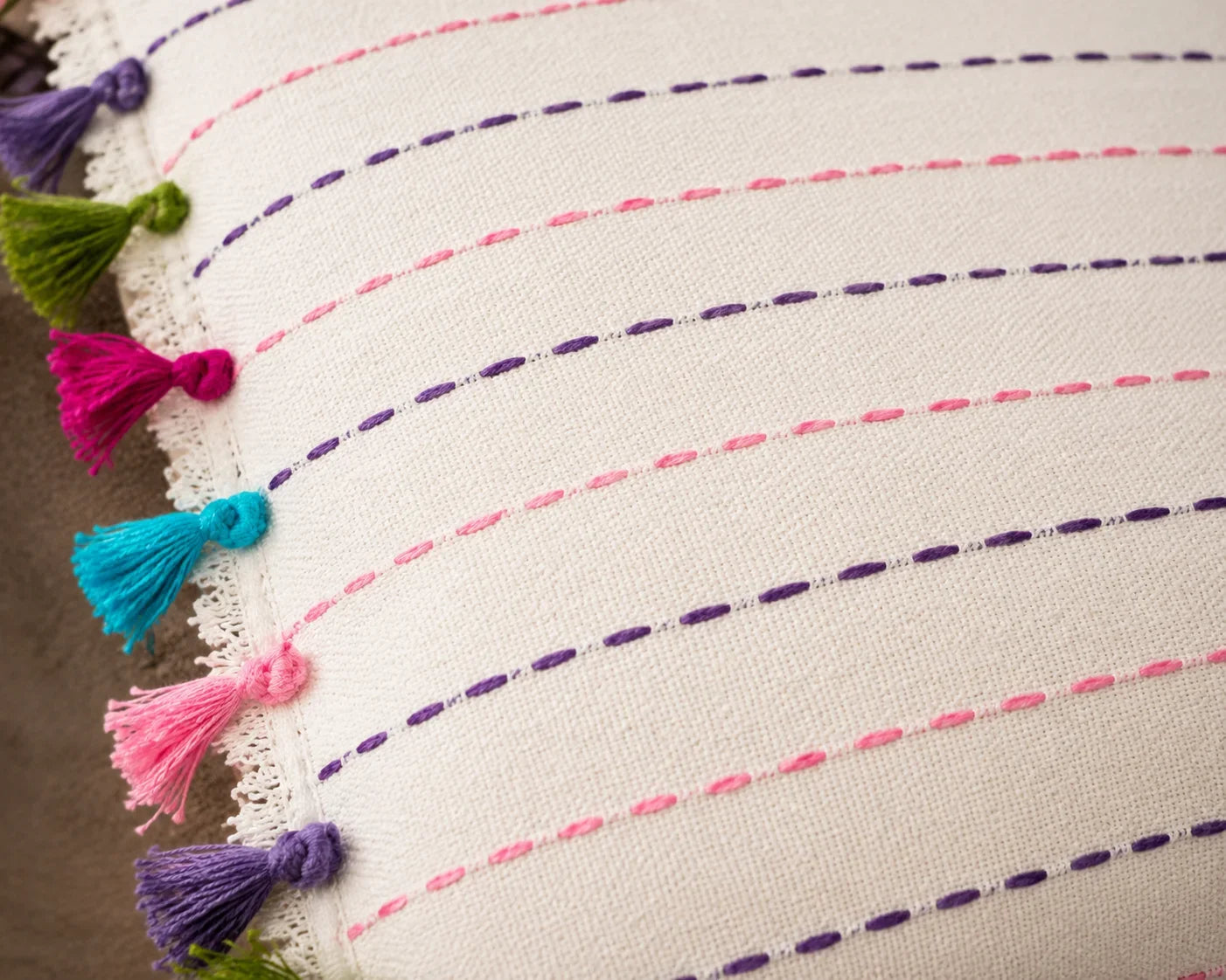 Handstitch Cushion - Colorful Lines