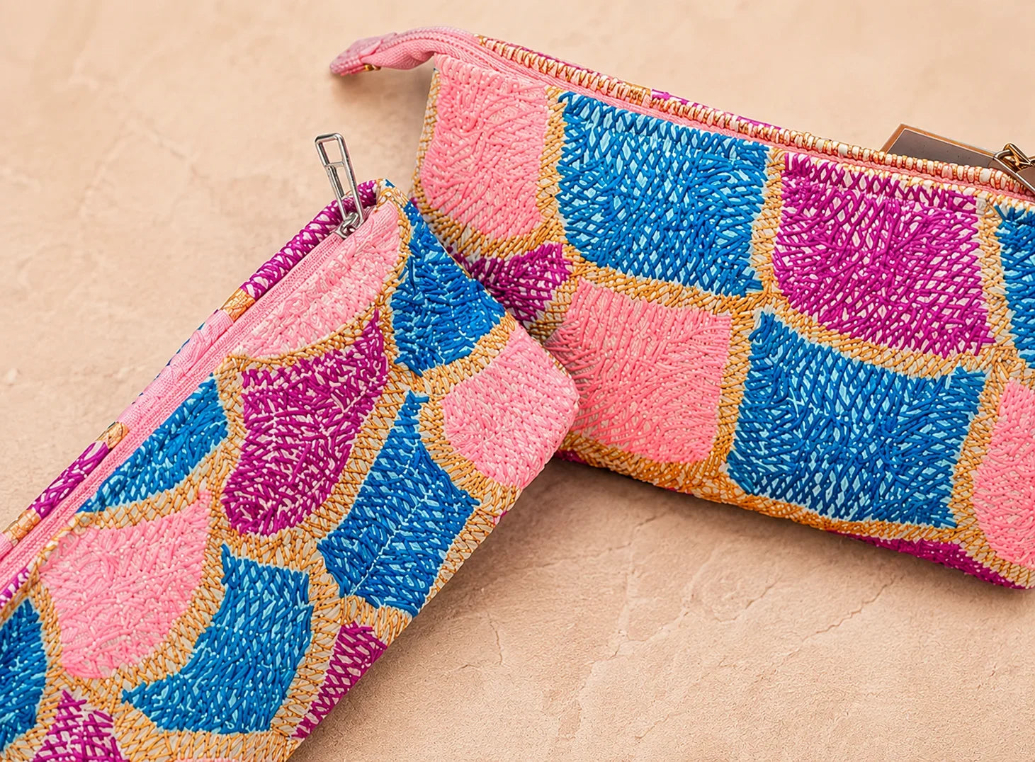 Hand Stitch Pouch – Ocean Bloom