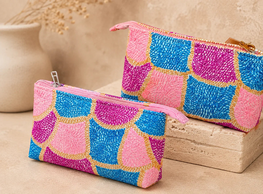 Hand Stitch Pouch – Ocean Bloom