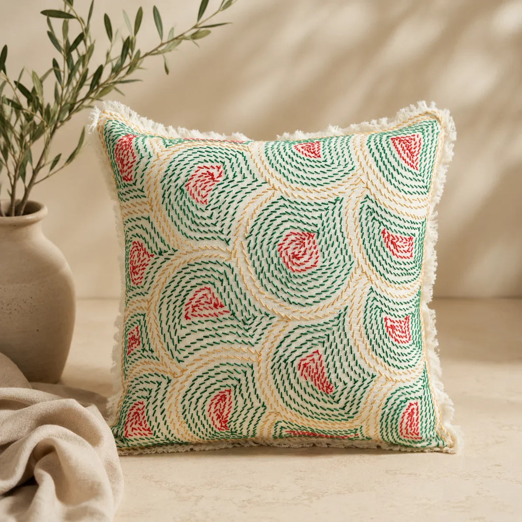Handstitch Cushion - Nature Waves