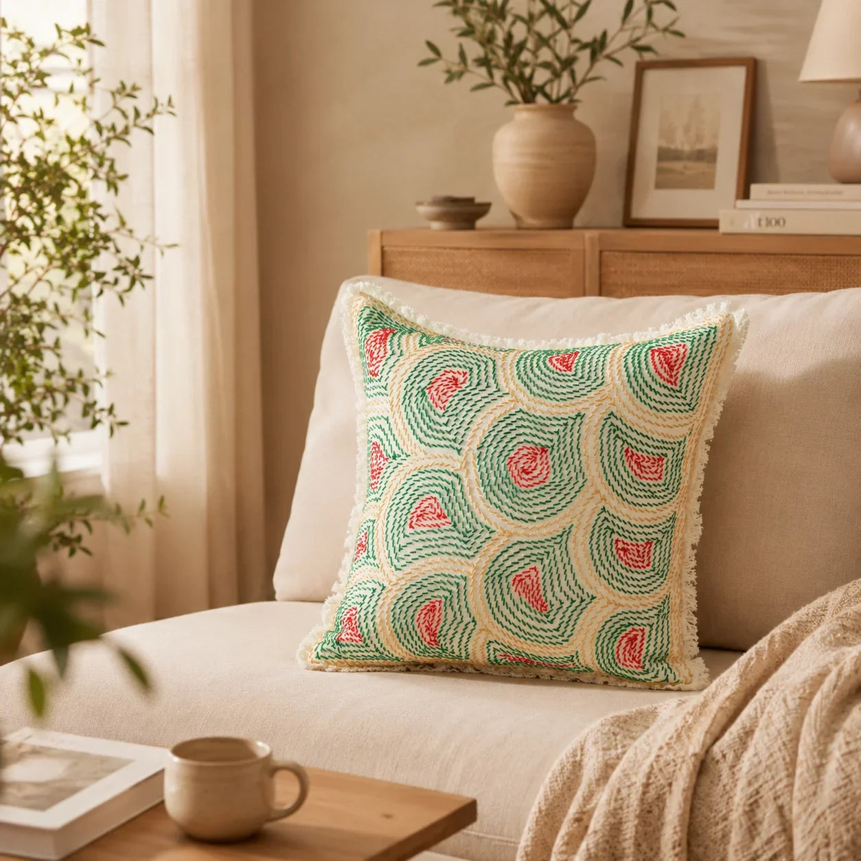Handstitch Cushion - Nature Waves