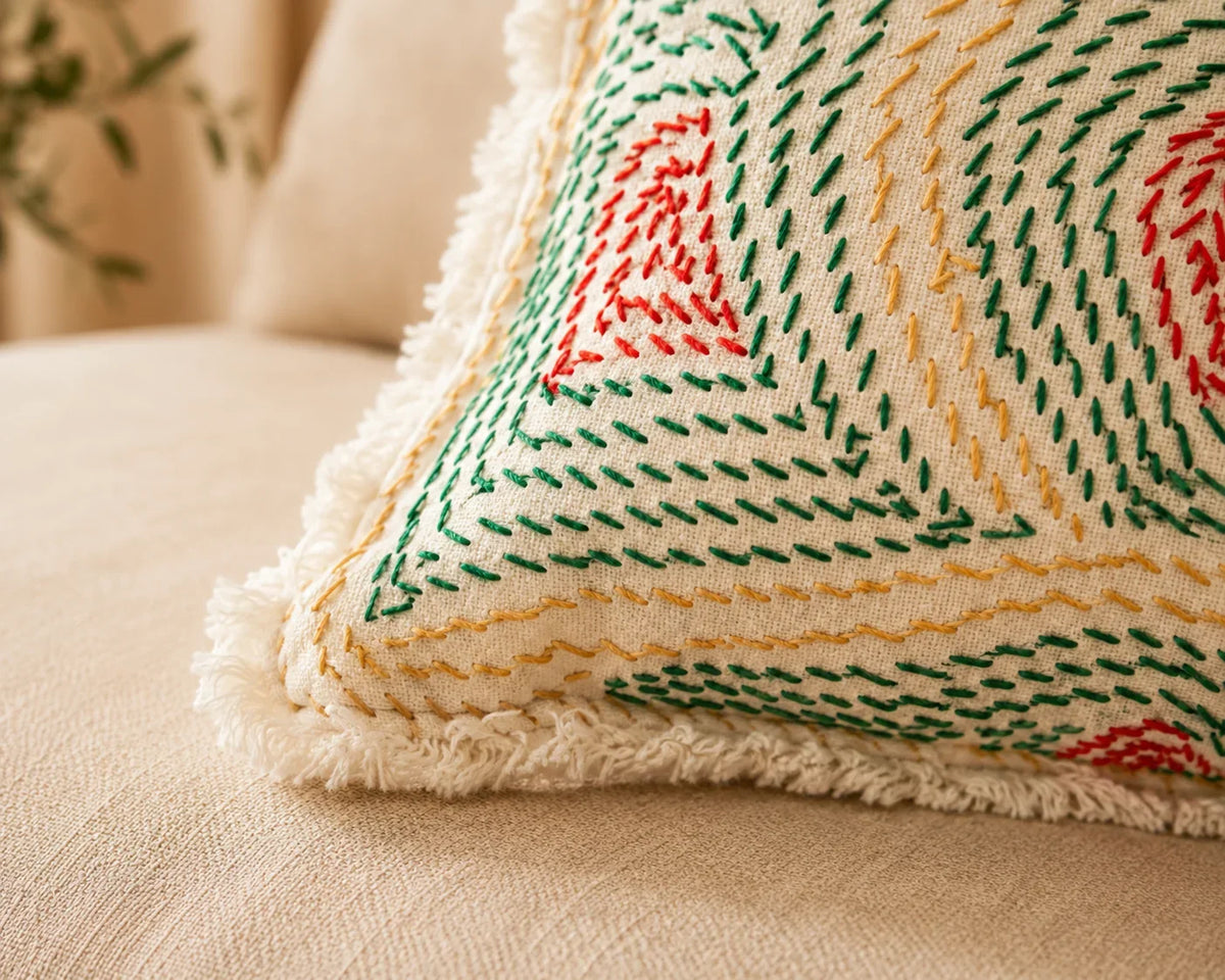 Handstitch Cushion - Nature Waves