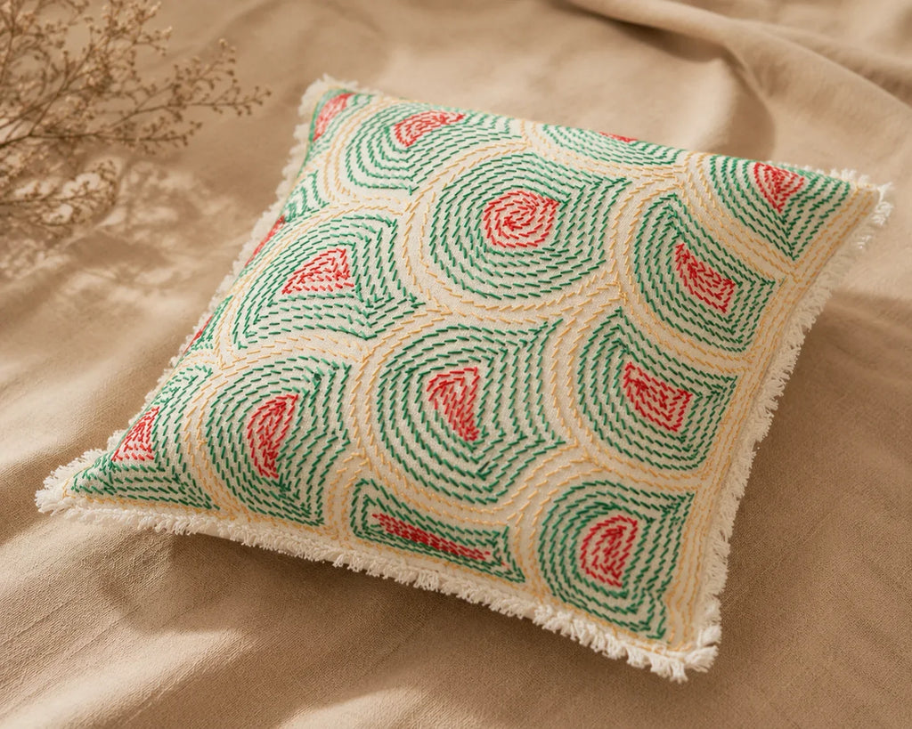 Handstitch Cushion - Nature Waves