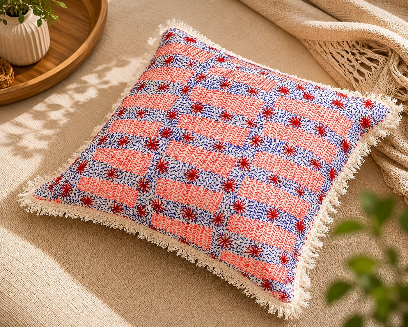 Handstitch Cushion - Pastel Harmony