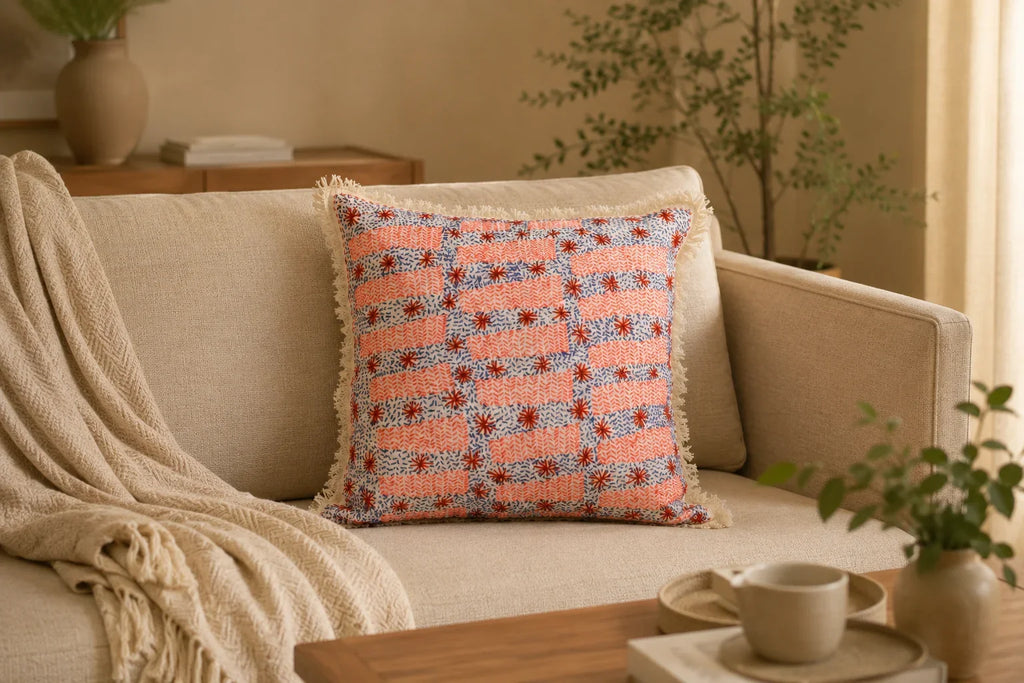 Handstitch Cushion - Pastel Harmony