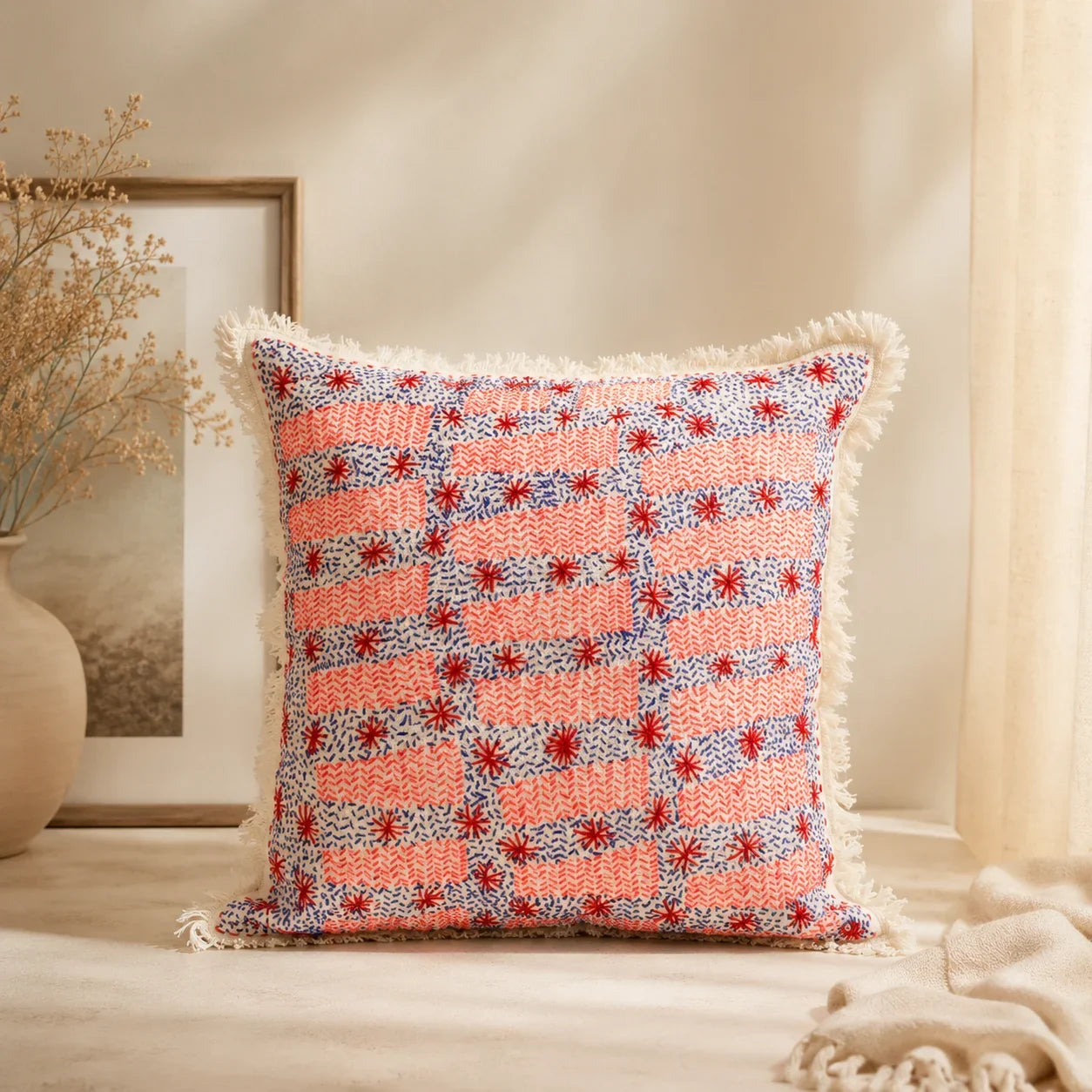 Handstitch Cushion - Pastel Harmony