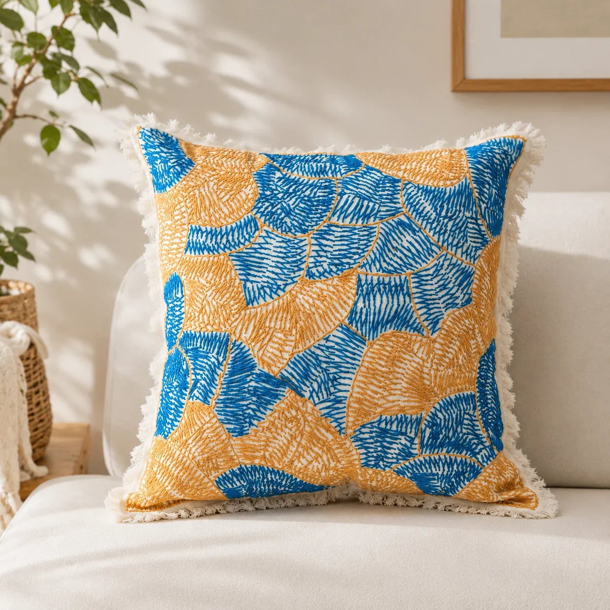 Handstitch Cushion - Sunshine Waves