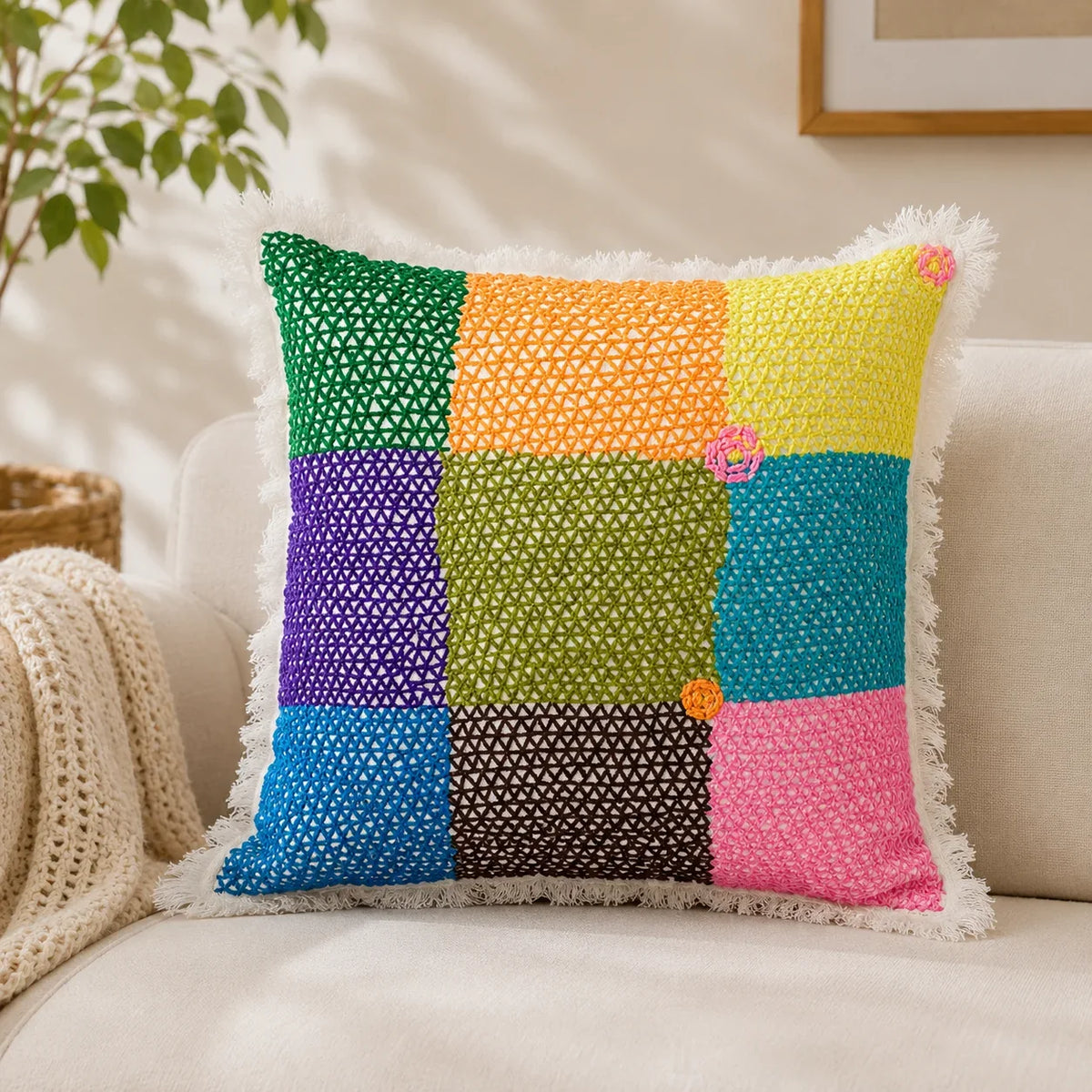 Handstitch Cushion - Color Blocks