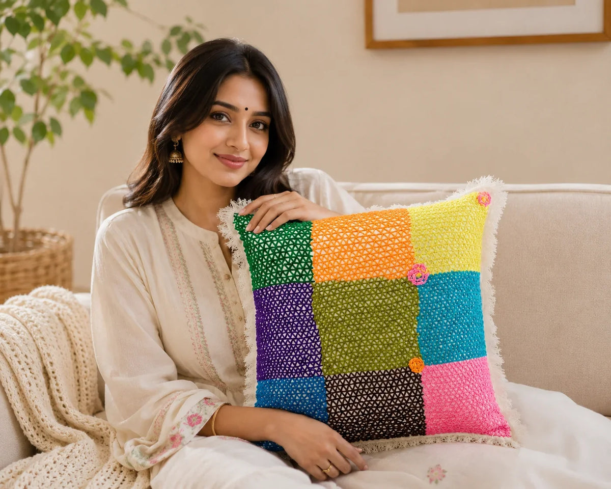 Handstitch Cushion - Color Blocks