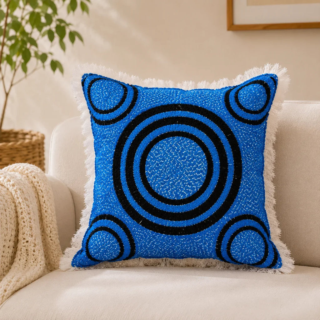 Handstitch Cushion - Ocean Circles