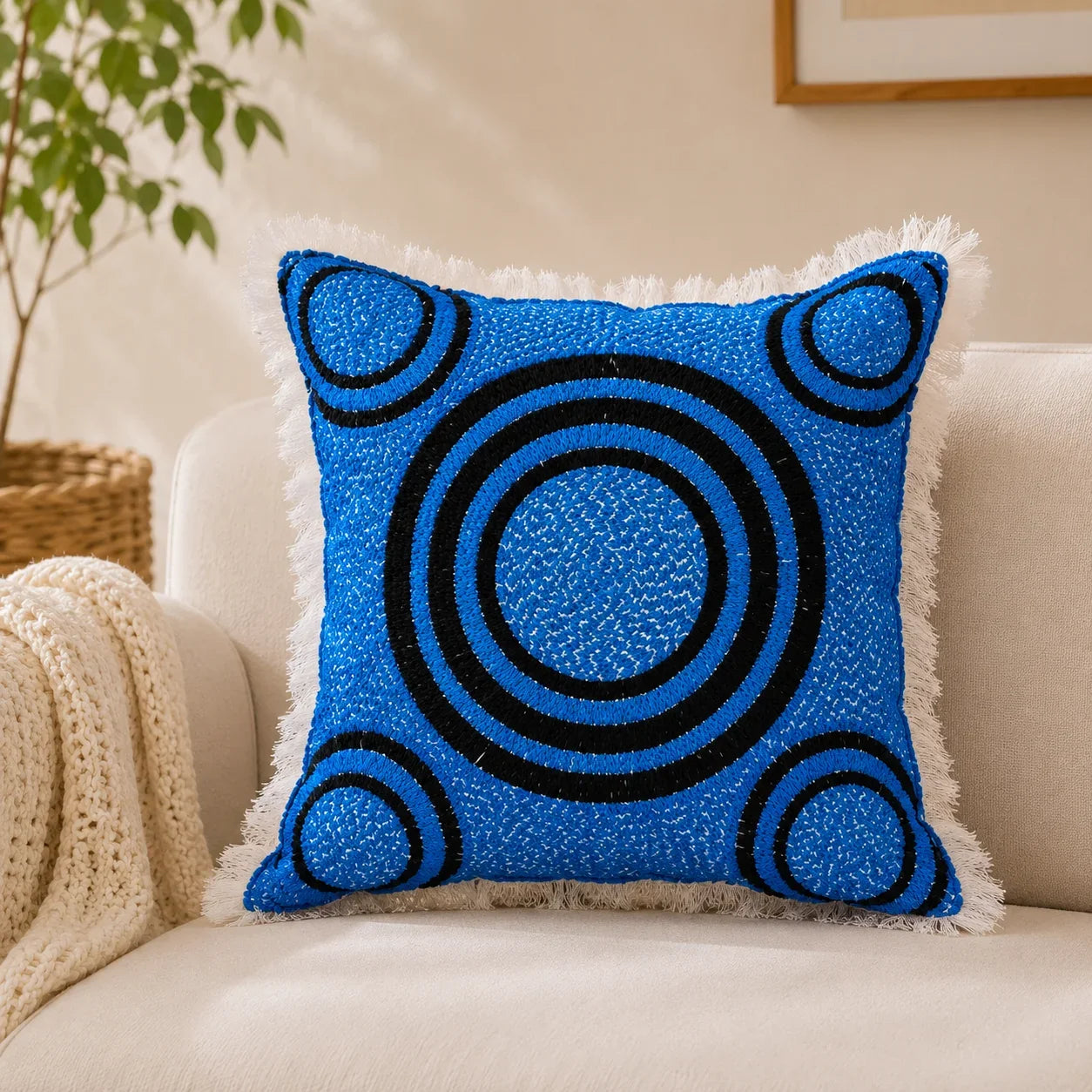 Handstitch Cushion - Ocean Circles