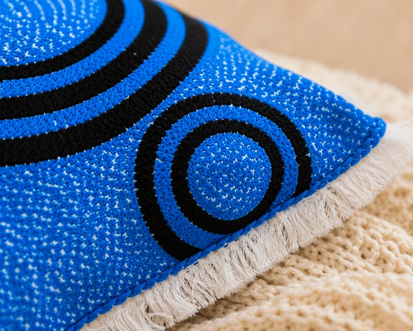 Handstitch Cushion - Ocean Circles
