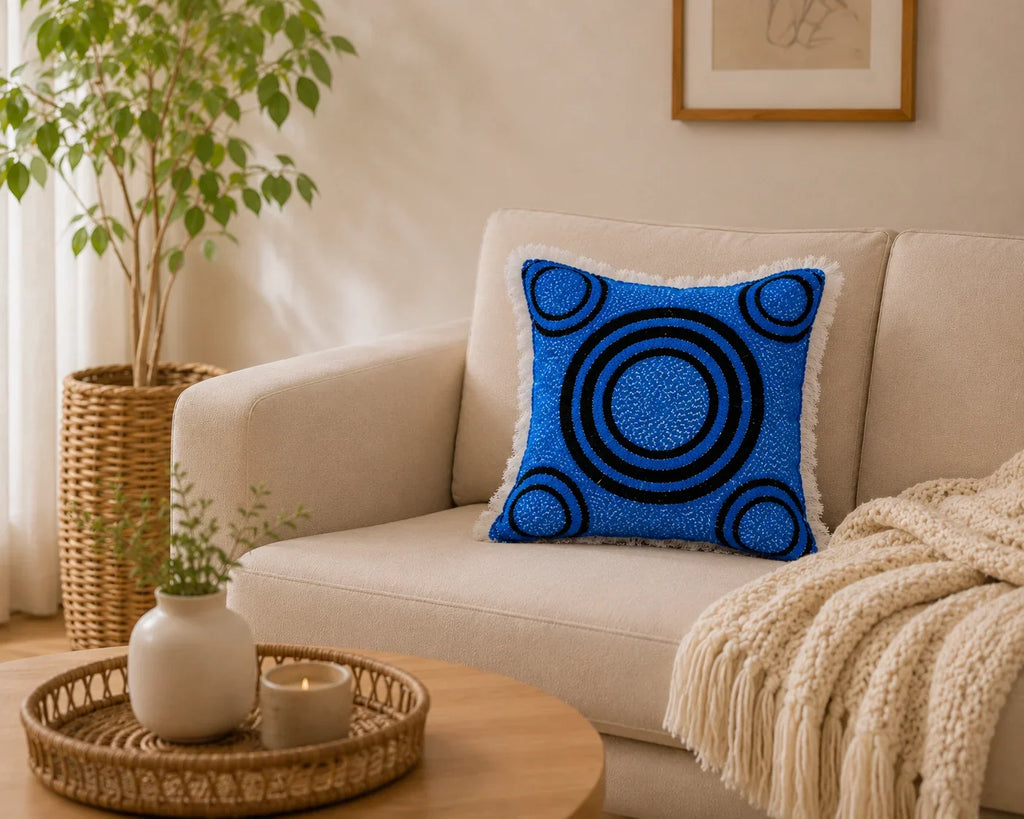 Handstitch Cushion - Ocean Circles