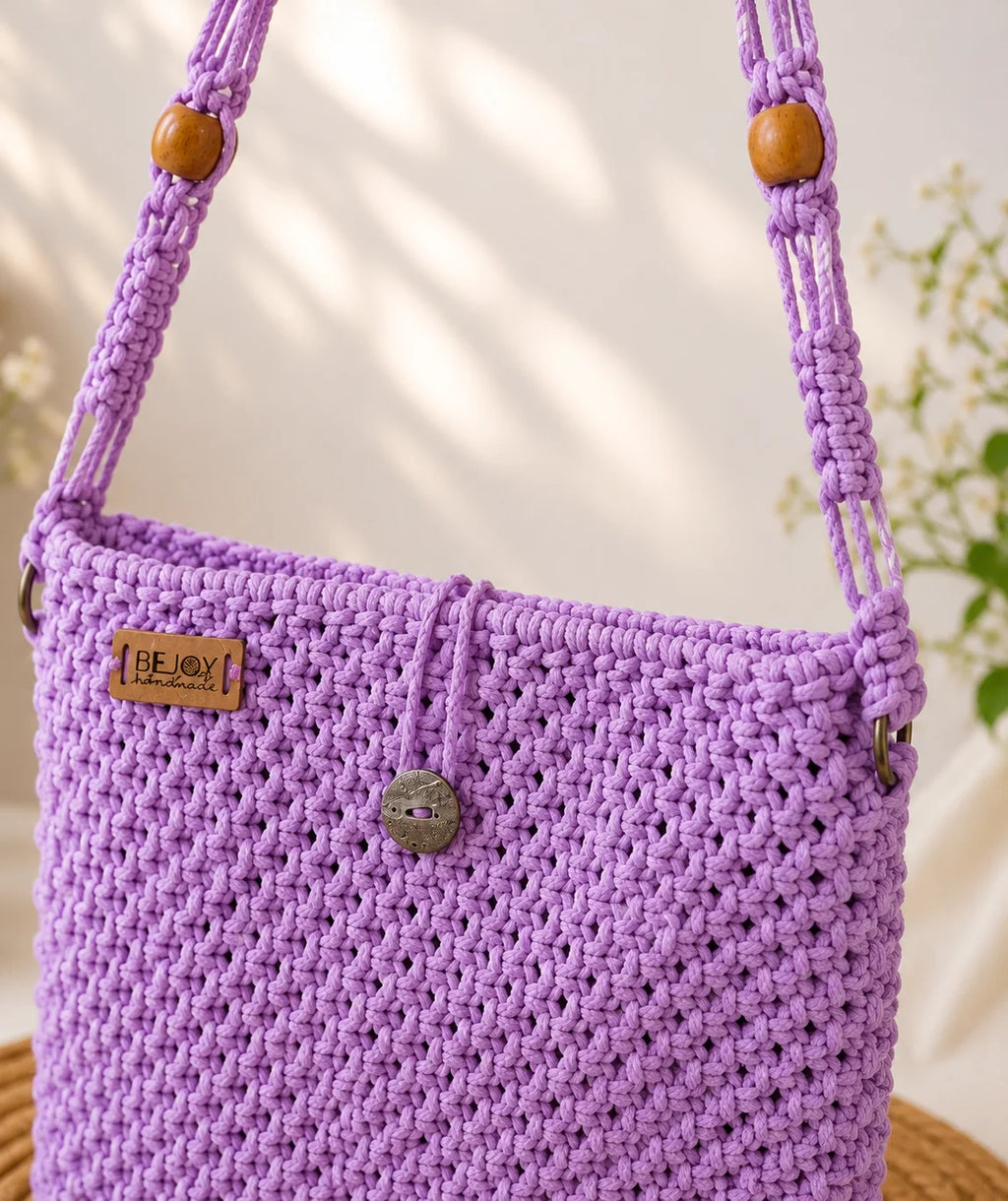 Macrame Ladies Side Bag – Lavender Dreams