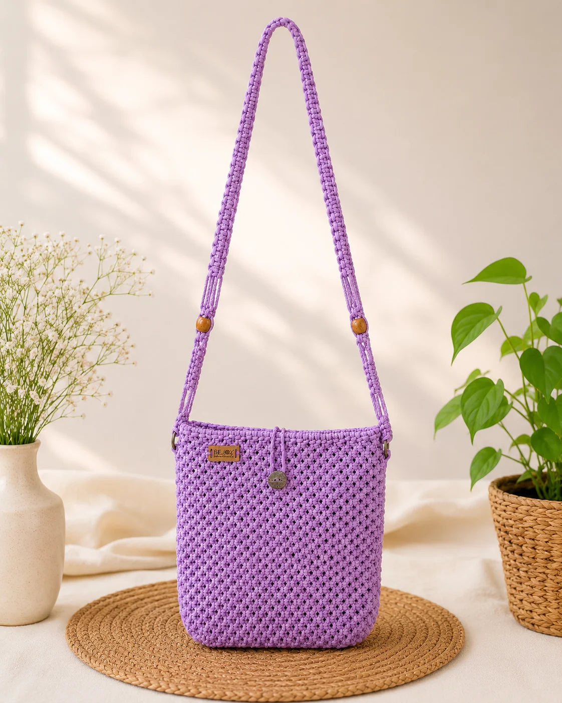 Macrame Ladies Side Bag – Lavender Dreams