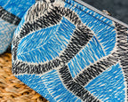 Hand Stitch Pouch – Blue Waves