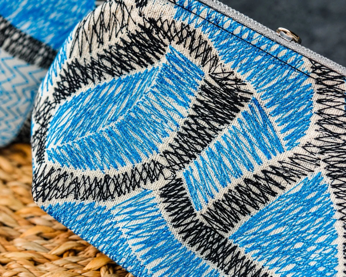 Hand Stitch Pouch – Blue Waves