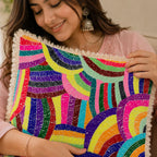 Handstitch Cushion - Rainbow Journey