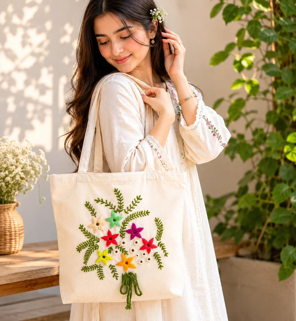 Hand Stitch Ladies Side Bag – Bloom with Joy