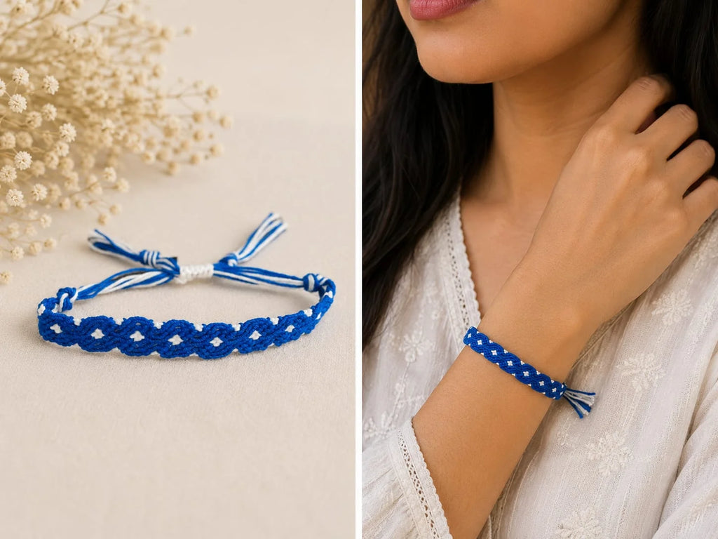 Handmade Yarn Bracelet – Blue Serenity