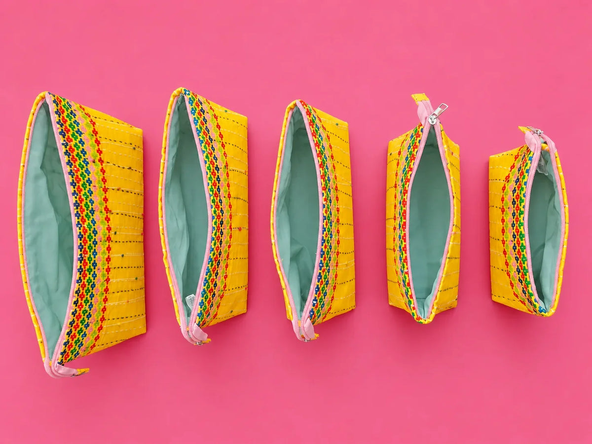 Hand Stitch Pouch Set – Golden Happiness