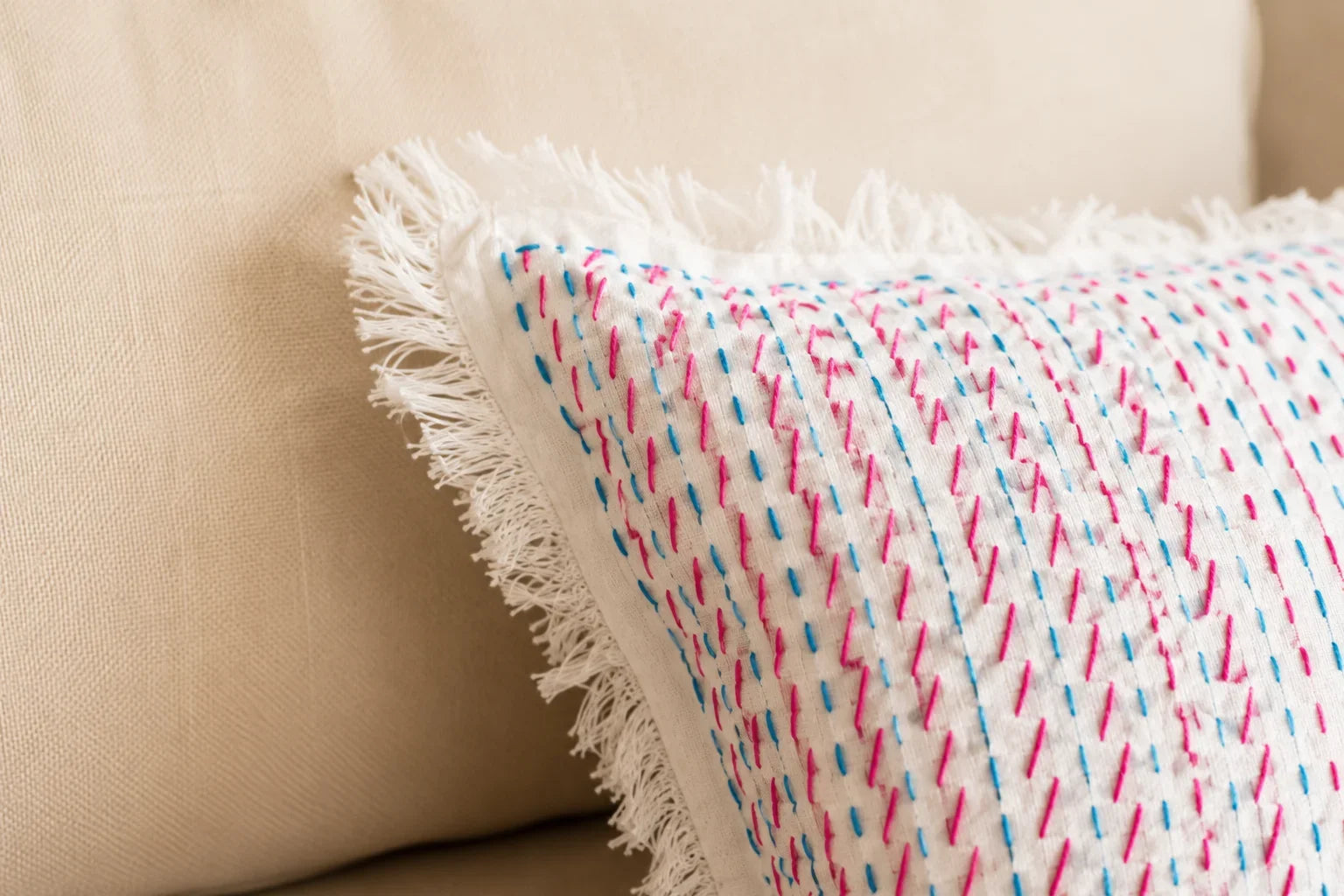 Handstitch Cushion - Pastel Joy