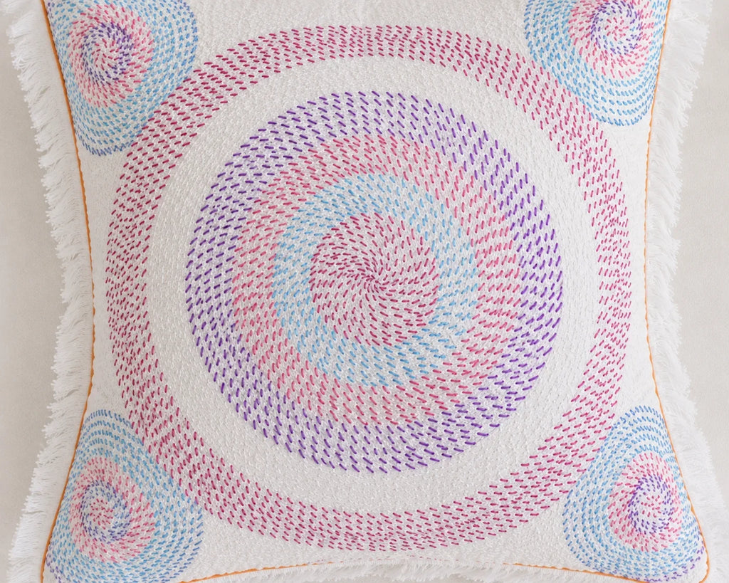 Handstitch Cushion - Pastel Circle