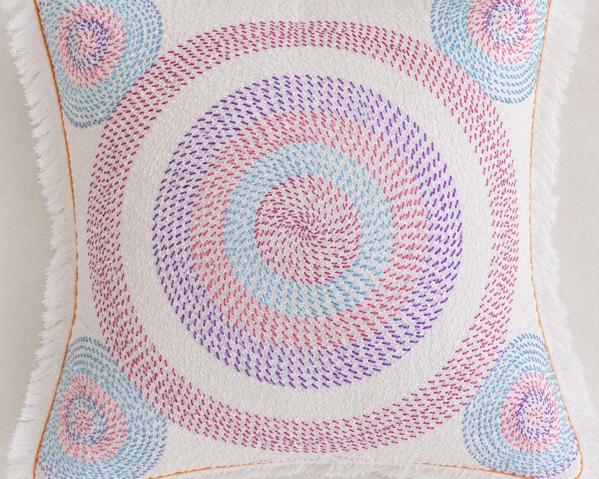 Handstitch Cushion - Pastel Circle