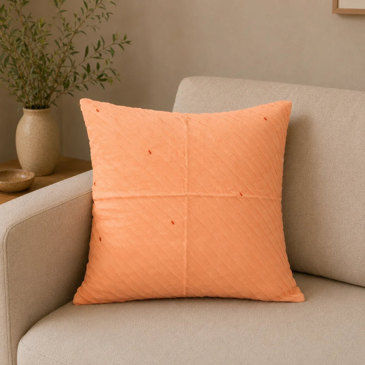 Handstitch Cushion - Coral Grace