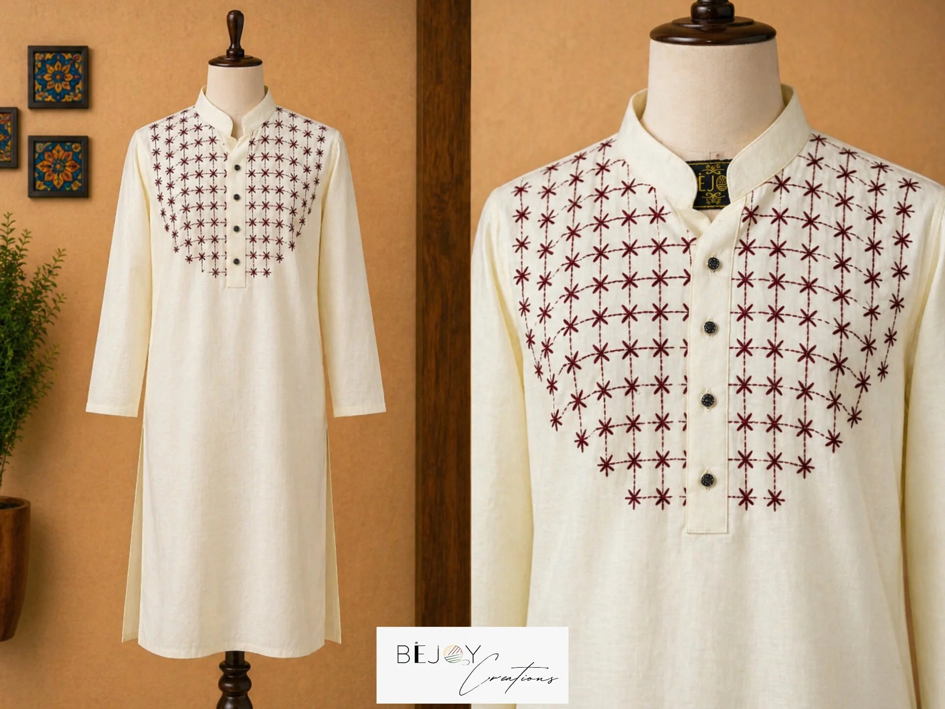 Hand Stitch Panjabi – Classic Bloom