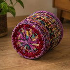 Handmade Recycle Bin – Colorful Eco Weave