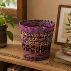 Handmade Recycle Bin – Colorful Eco Weave