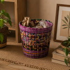 Handmade Recycle Bin – Colorful Eco Weave