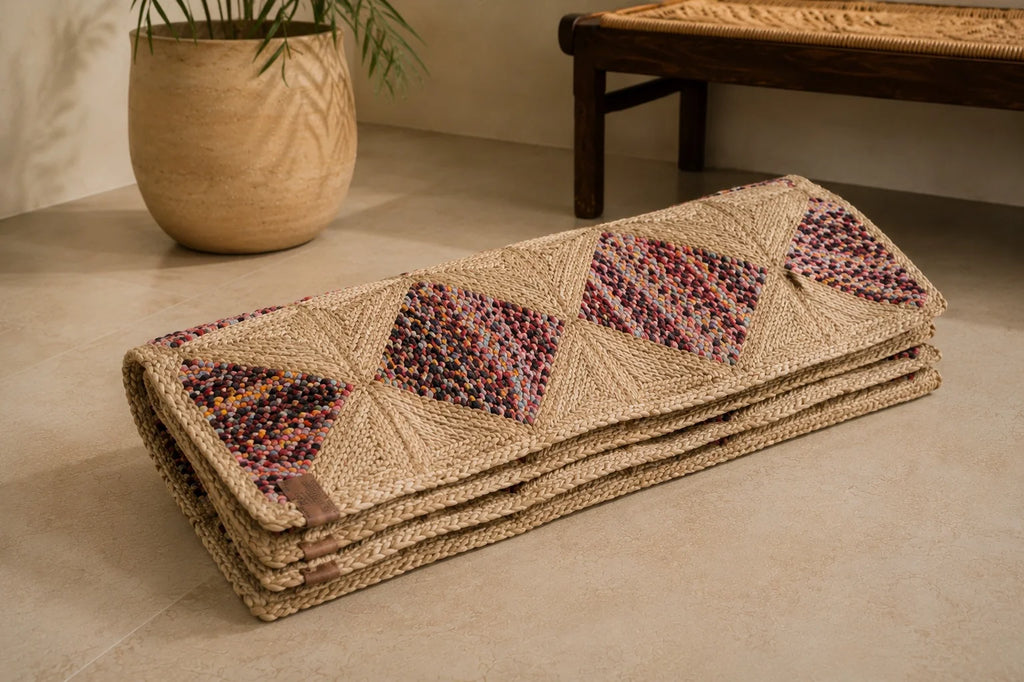 Handmade Jute Floor Rug – Geometric Harmony