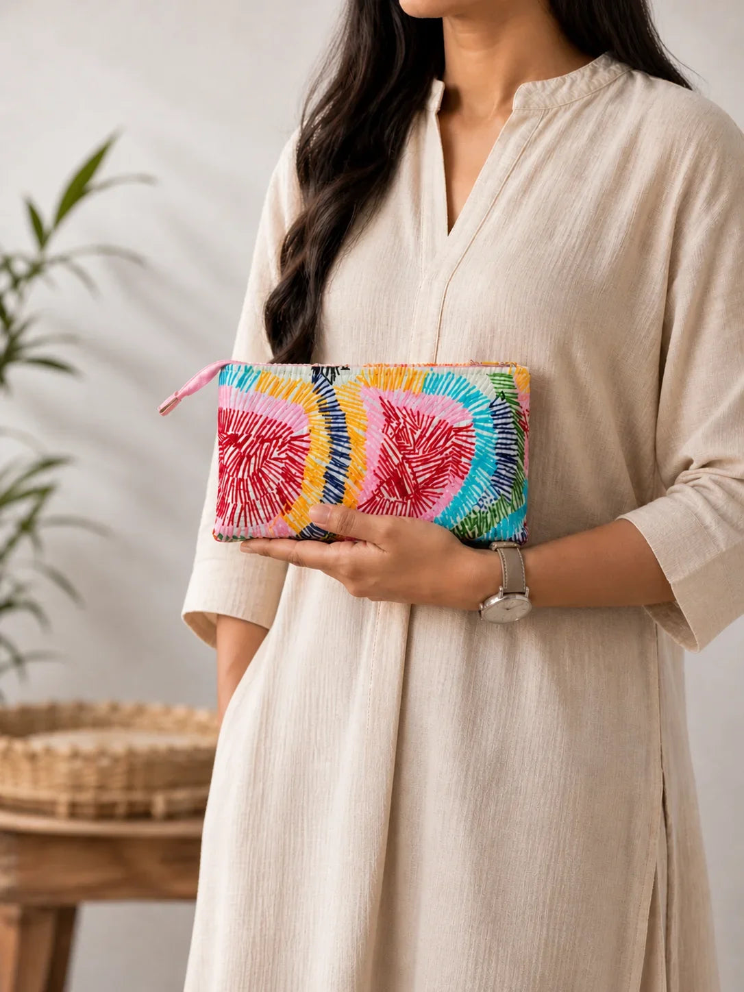 Hand Stitch Pouch – Waves of Happiness