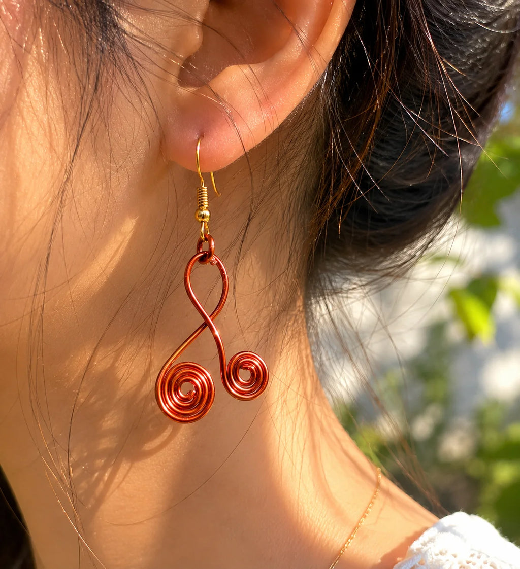 Copper Handmade Earring – Twin Spiral